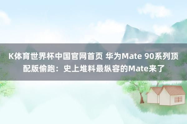 K体育世界杯中国官网首页 华为Mate 90系列顶配版偷跑：史上堆料最纵容的Mate来了