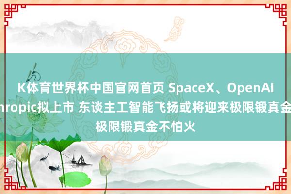 K体育世界杯中国官网首页 SpaceX、OpenAI与Anthropic拟上市 东谈主工智能飞扬或将迎来极限锻真金不怕火