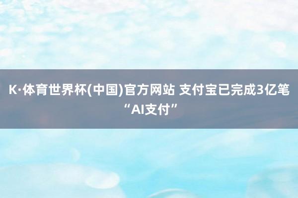 K·体育世界杯(中国)官方网站 支付宝已完成3亿笔“AI支付”