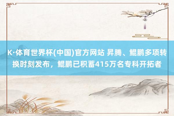 K·体育世界杯(中国)官方网站 昇腾、鲲鹏多项转换时刻发布，鲲鹏已积蓄415万名专科开拓者