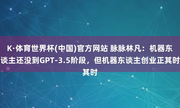 K·体育世界杯(中国)官方网站 脉脉林凡：机器东谈主还没到GPT-3.5阶段，但机器东谈主创业正其时