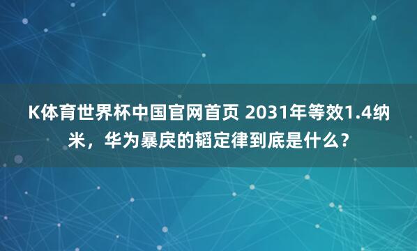 K体育世界杯中国官网首页 2031年等效1.4纳米，华为暴戾的韬定律到底是什么？