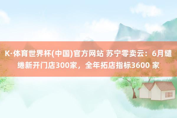 K·体育世界杯(中国)官方网站 苏宁零卖云：6月缱绻新开门店300家，全年拓店指标3600 家