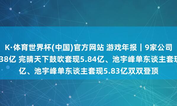 K·体育世界杯(中国)官方网站 游戏年报｜9家公司鼓吹悉数减抓17.38亿 完晴天下鼓吹套现5.84亿、池宇峰单东谈主套现5.83亿双双登顶
