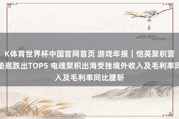 K体育世界杯中国官网首页 游戏年报｜恺英聚积营收增速垫底跌出TOP5 电魂聚积出海受挫境外收入及毛利率同比腰斩