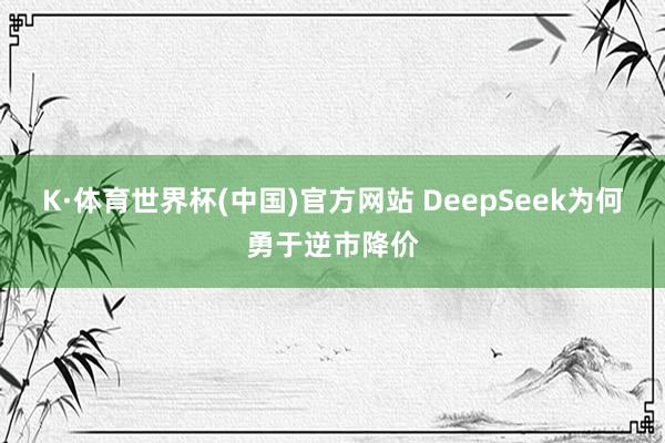 K·体育世界杯(中国)官方网站 DeepSeek为何勇于逆市降价