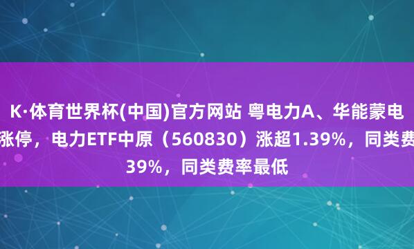 K·体育世界杯(中国)官方网站 粤电力A、华能蒙电等午后涨停，电力ETF中原（560830）涨超1.39%，同类费率最低