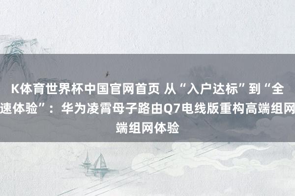 K体育世界杯中国官网首页 从“入户达标”到“全屋高速体验”：华为凌霄母子路由Q7电线版重构高端组网体验