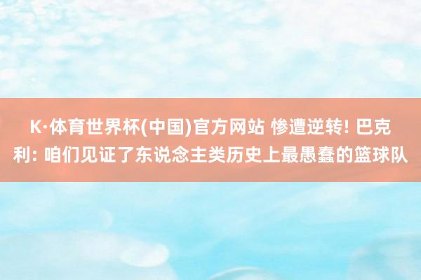 K·体育世界杯(中国)官方网站 惨遭逆转! 巴克利: 咱们见证了东说念主类历史上最愚蠢的篮球队