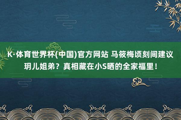 K·体育世界杯(中国)官方网站 马筱梅顷刻间建议玥儿姐弟？真相藏在小S晒的全家福里！