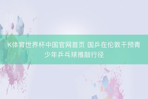 K体育世界杯中国官网首页 国乒在伦敦干预青少年乒乓球推敲行径