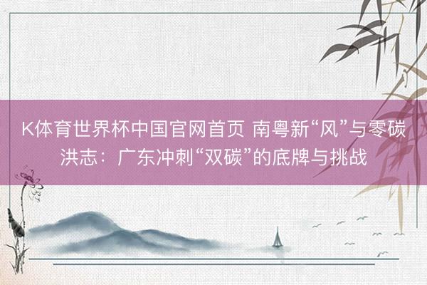 K体育世界杯中国官网首页 南粤新“风”与零碳洪志：广东冲刺“双碳”的底牌与挑战