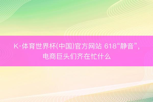 K·体育世界杯(中国)官方网站 618“静音”，电商巨头们齐在忙什么