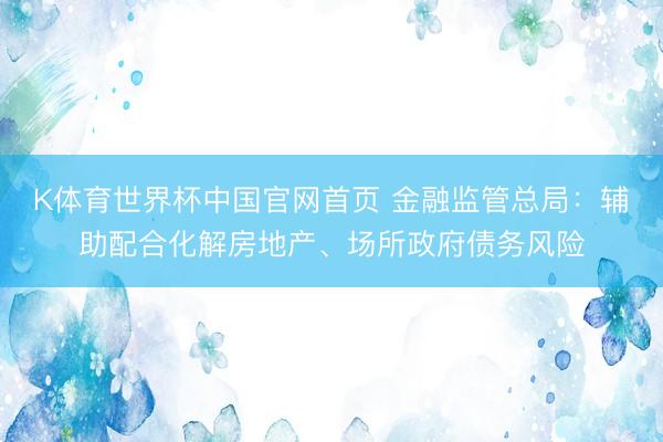 K体育世界杯中国官网首页 金融监管总局：辅助配合化解房地产、场所政府债务风险